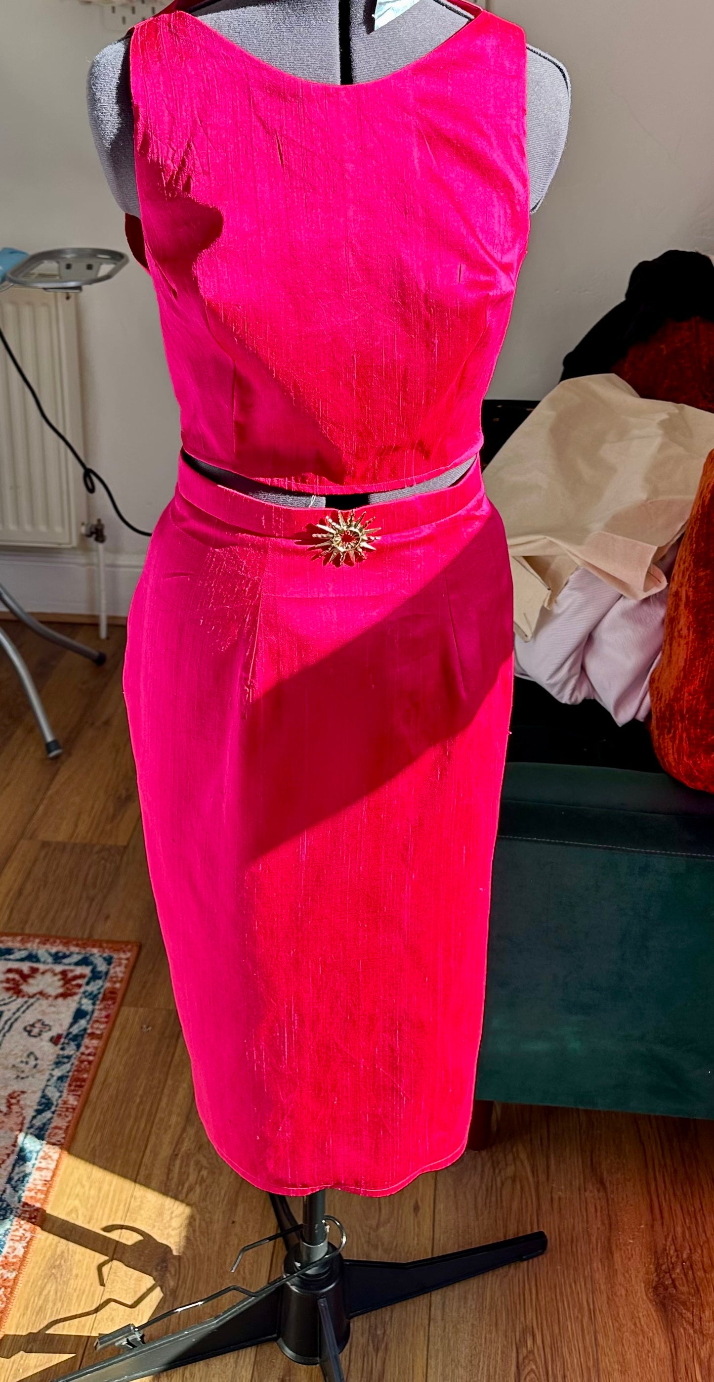 Dupion silk pencil skirt