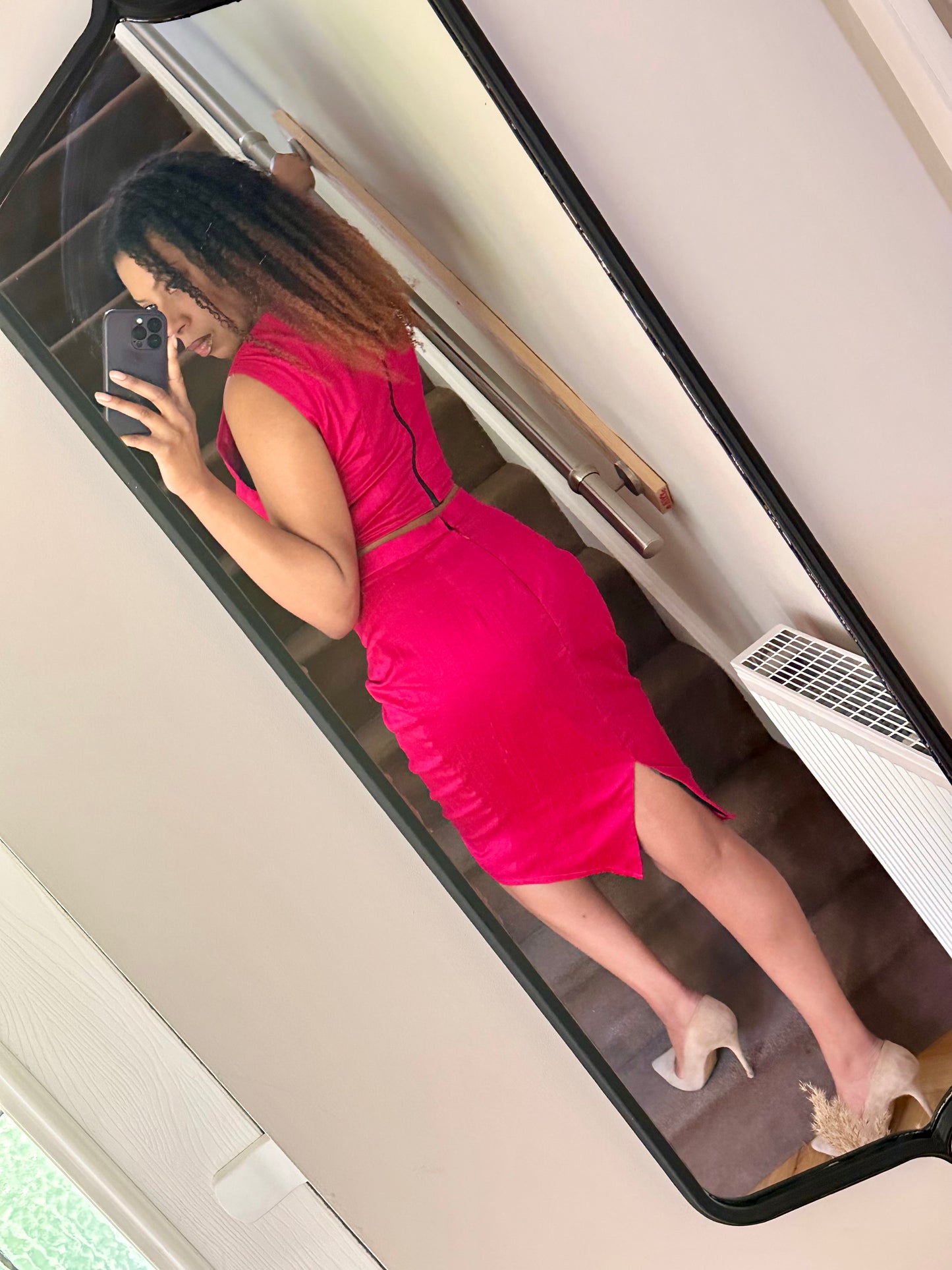 Dupion silk pencil skirt