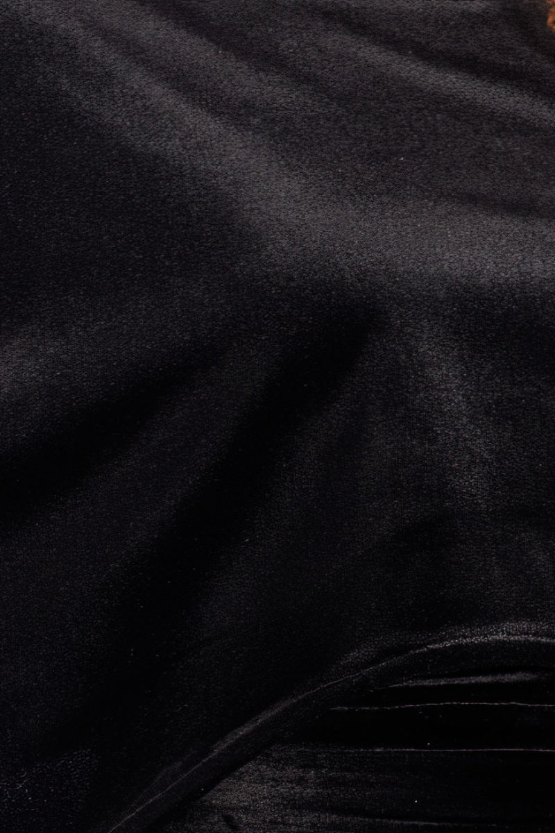 Short silk velvet cropped cape top - black