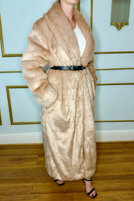 Pink faux fur oversized coat