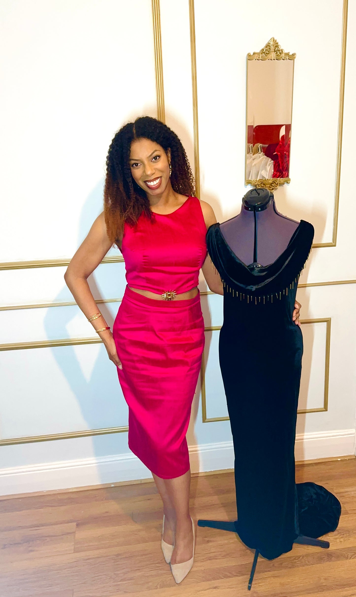 Dupion silk pencil skirt