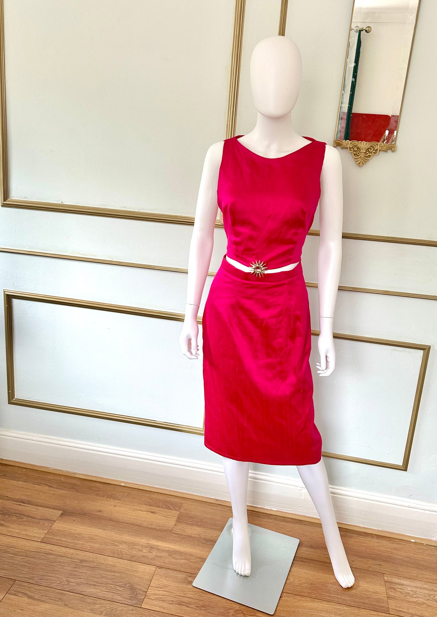 Dupion silk pencil skirt