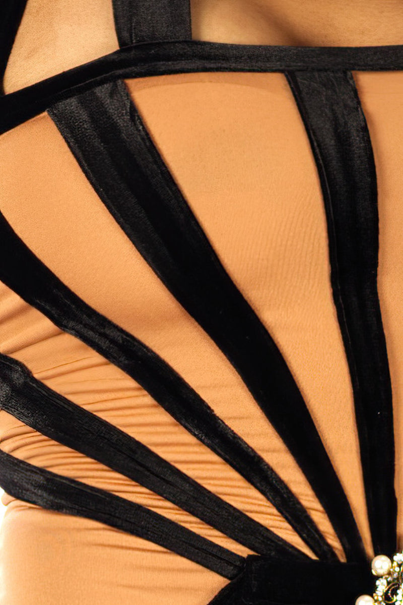 RENTAL - Floating bottom illusion dress - silk velvet - medium nude